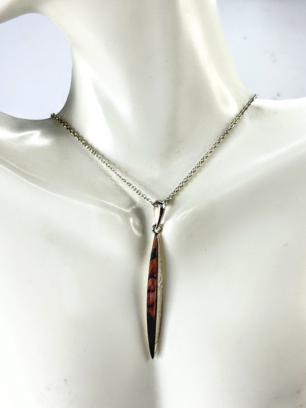 Tiffany & Co. Elsa Peretti Sterling Silver Feather Pendant Necklace 2.5" JR2042
